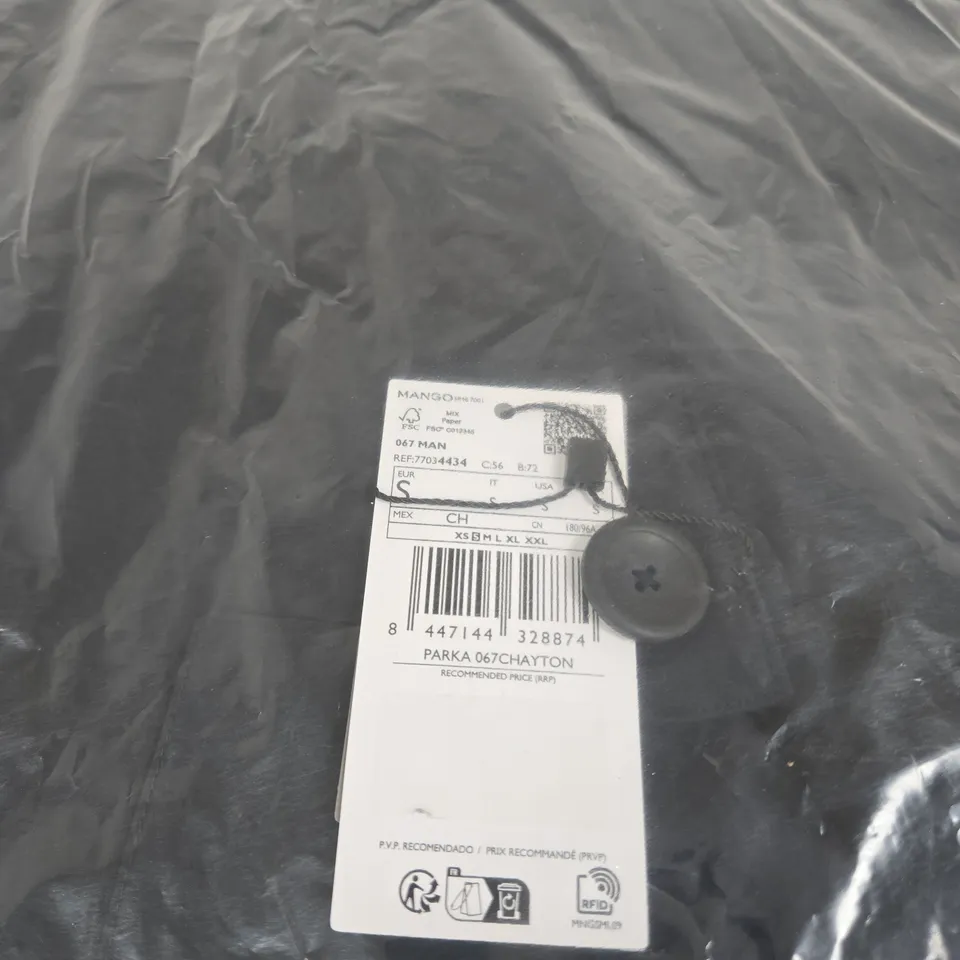 MANGO BLACK PARKA COAT 067 CHAYTON SMALL TAGGED BAGGED