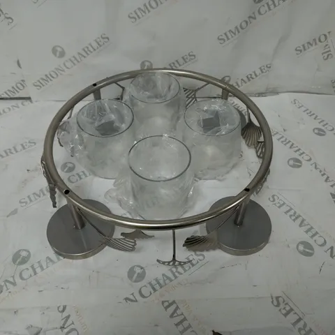ALISON CORK GINKO CENTREPIECE CANDLE HOLDER - SILVER