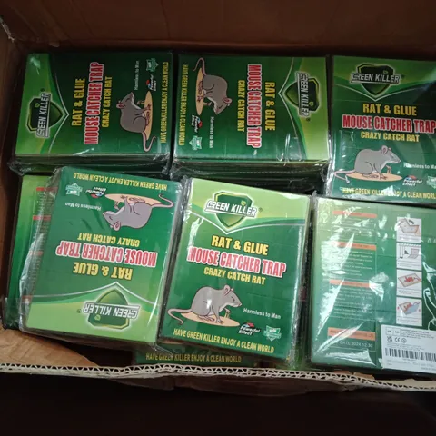 BOXED LOT OF GREEN KILLER RAT & GLUE MOUSE CATCHER TRAPS
