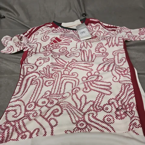 ADIDAS MEXICO FMF FOOTBALL JERSEY – WHITE WITH RED PRINT, MEXICO CREST (UK S)
