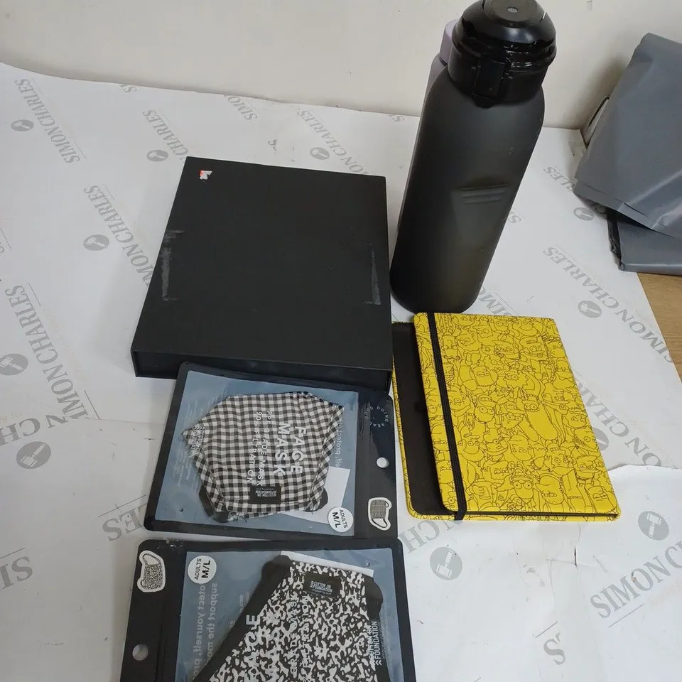 BOX OF  ASSORTED HOUSEHOLD  ITEMS  TO INCLUDE , CALENDERS , NOTEBOOKS  AND CUPS