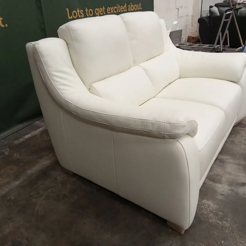 QUALITY DESIGNER ITALIAN MADE DEGANO 2 SEATER LEATHER SOFA - WHITE