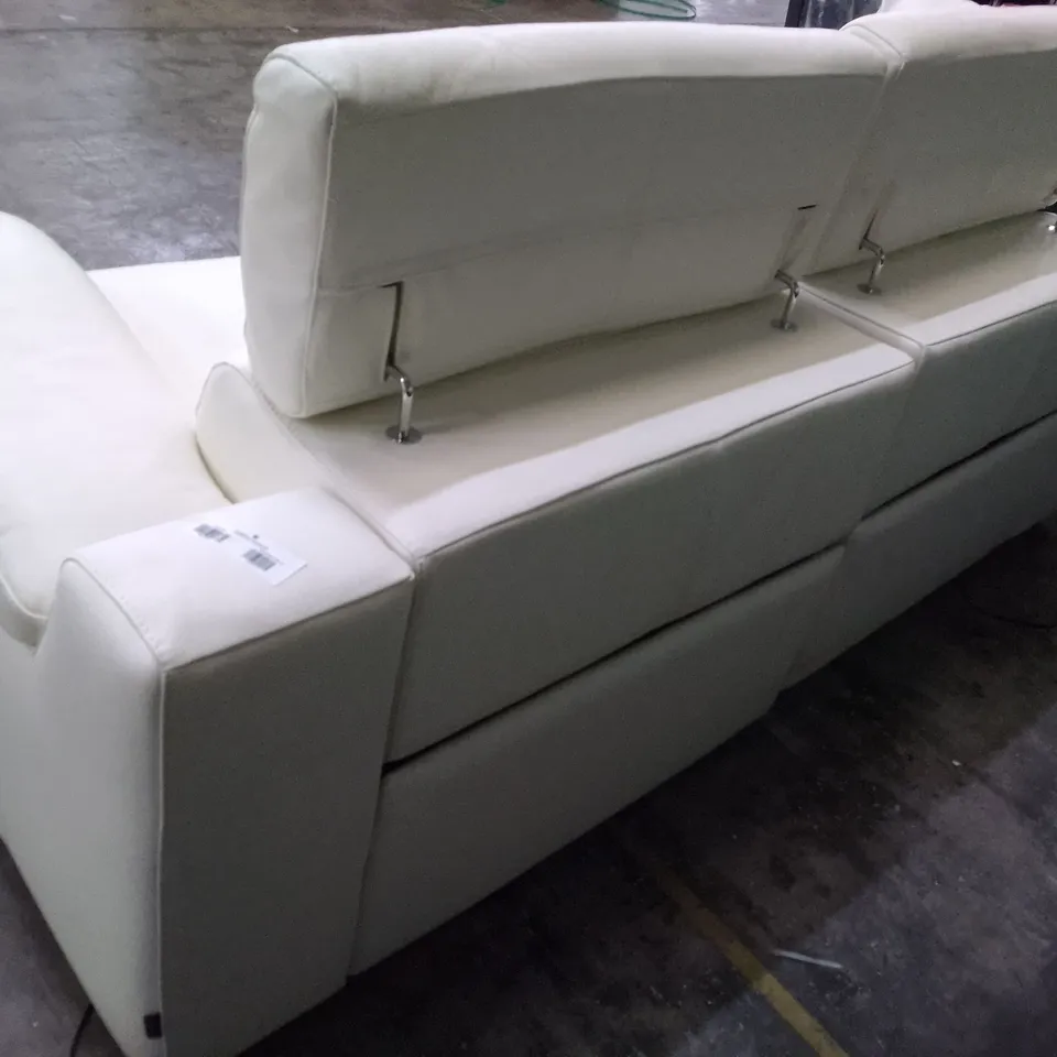 QUALITY ITALIAN DESIGNER RICCARDO 3 SEATER 2 ELECTRIC MECHANISMS RECLINER SOFA - WHITE LEATHER