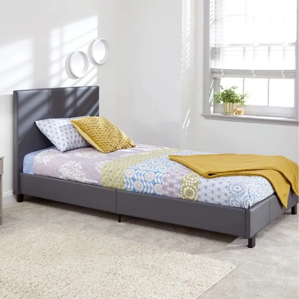 BOXED MORGANA UPHOLSTERED BED FRAME - 120cm SMALL DOUBLE, GREY (1 BOX)