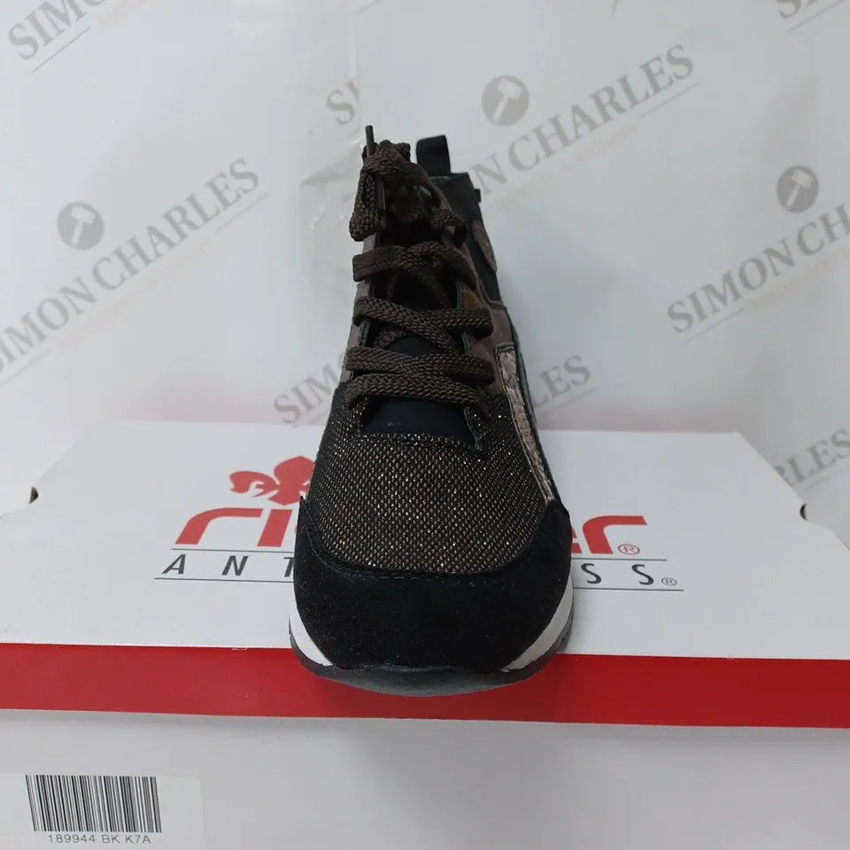 RIEKER BLACK SNAKE HIGH TOP TRAINERS - UK SIZE 7 1/2 - UNBOXED