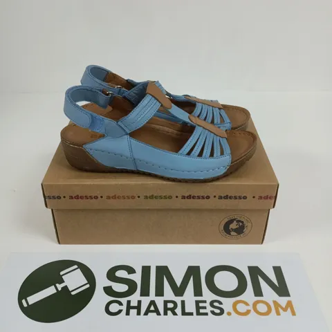 BOXED PAIR OF ADESSO OPEN TOES SANDALS IN BLUE - SIZE 39