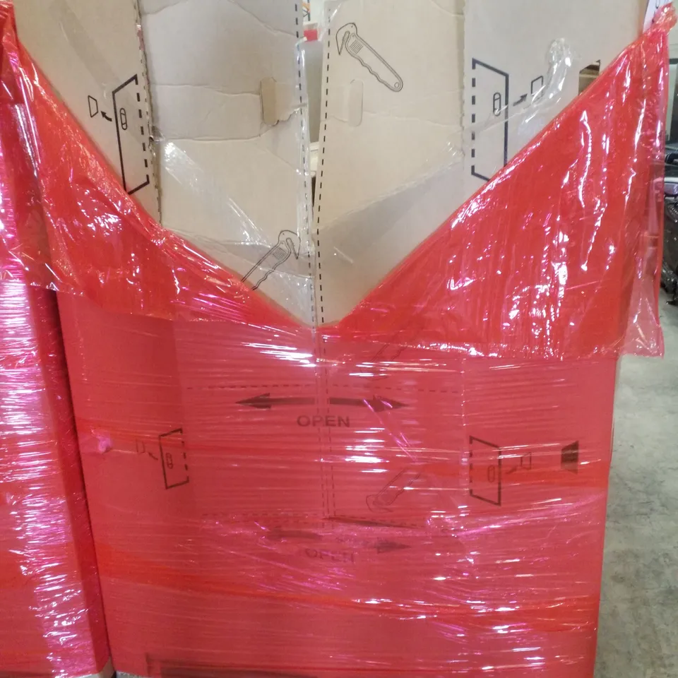 PALLET CONTAINING ASSORTED PRODUCTS INCLUDING DUAL CHAMBER AIR FRYER, 24" MONITOR, COMPUTER DESK, E-CHARGER & 1.5KW GLASS PANEL HEATER