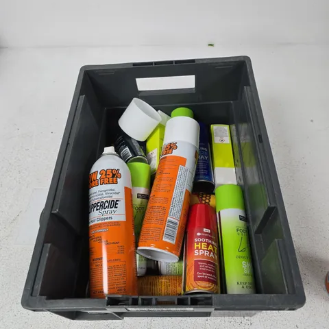 TOTE OF APPROXIMATELY 12 ASSORTED AEROSOLS TO INCLUDE: CLIPPERCIDE SPRAY