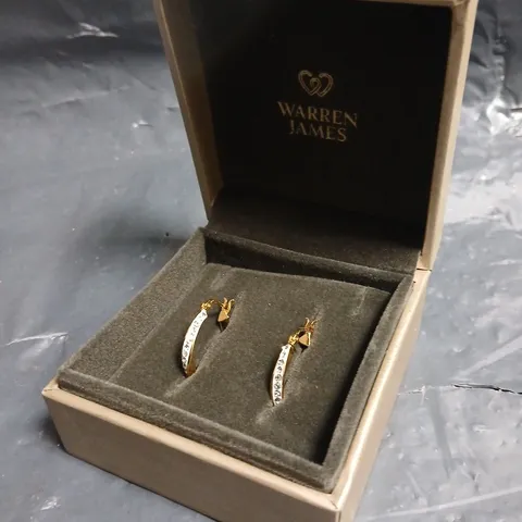 WARREN JAMES GOLD-TONE HOOP EARRINGS WITH CRYSTALS