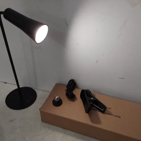 CASE OF SIX BOXES, EACH CONTAINING TWO BRAND NEW AURAGLOW 3 IN 1 RECHARGEABLE DESK LAMPS WITH USB CHARGING CABLE (12 LAMPS PER CASE)