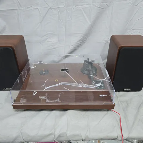 LENCO LS-600 TURNTABLE WITH BUILT-IN SPEAKERS – WOOD PLINTH