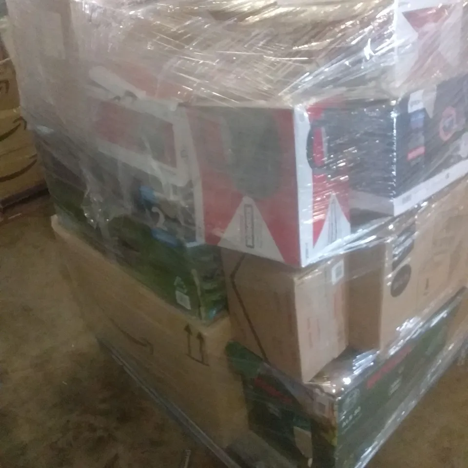PALLET OF ASSORTED ELECTRICAL ITEMS INCLUDING ELECTRIC STEAMER, PORTABLE CD AND CASSETTE PLAYER, ROTARY 1600W ELECTRIC LAWN MOWER, TOASTER, ICE MAKER