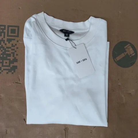 SAINT + SOFIA CHELSEA CREW NECK T-SHIRT IN WHITE SIZE UK 12