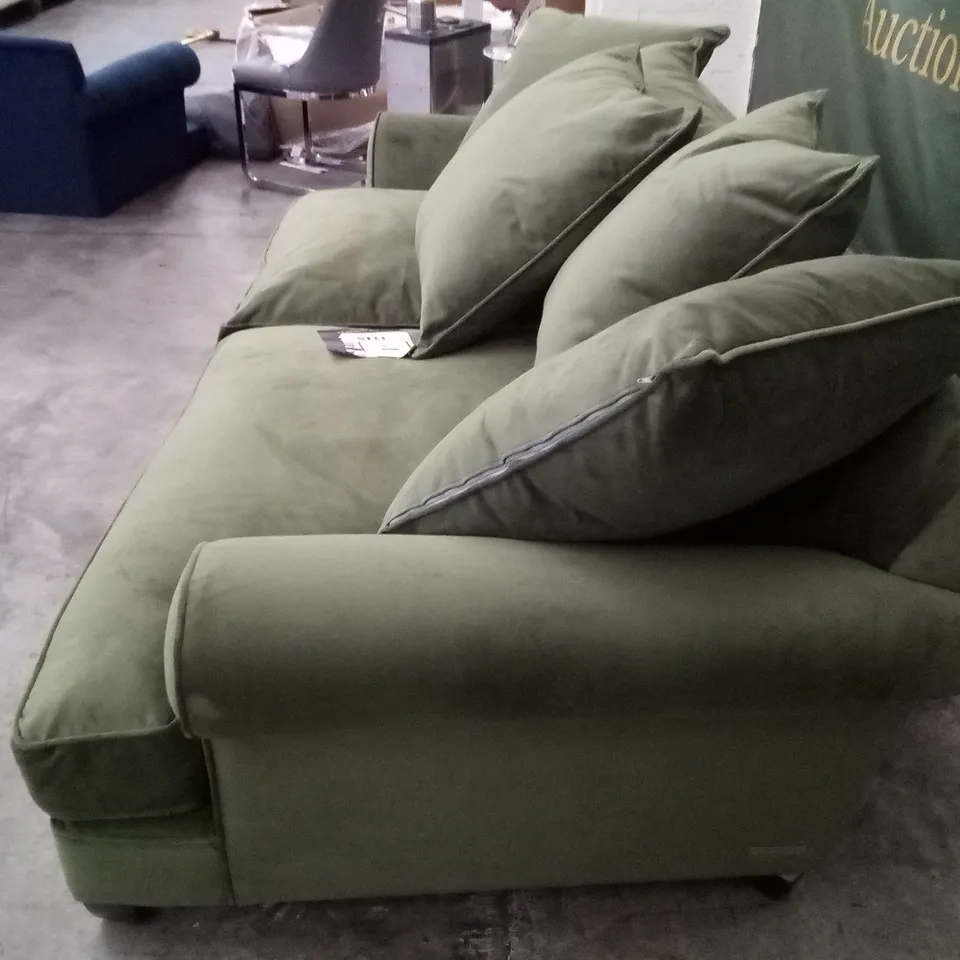 QUALITY THE LOUNGE CO DESIGNER 3 SEATER SOFA - MOSS FABRIC 
