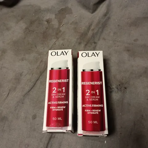 2 X OLAY REGENERIST 2 IN 1 SERUM 50ML BOXED