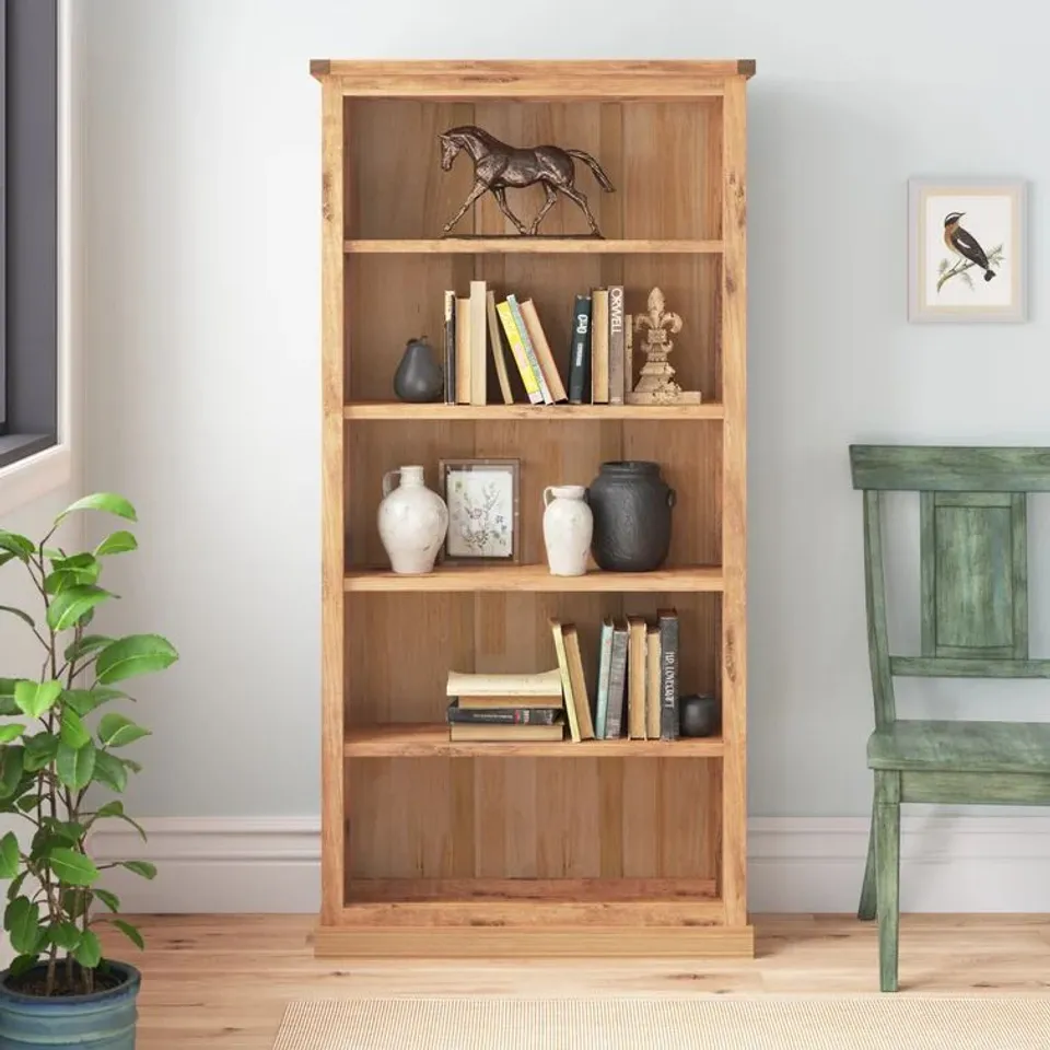 BOXED KACEY 180cm H X 90cm W SOLID WOOD STANDARD BOOKCASE - ANTIQUE WAX (1 BOX)