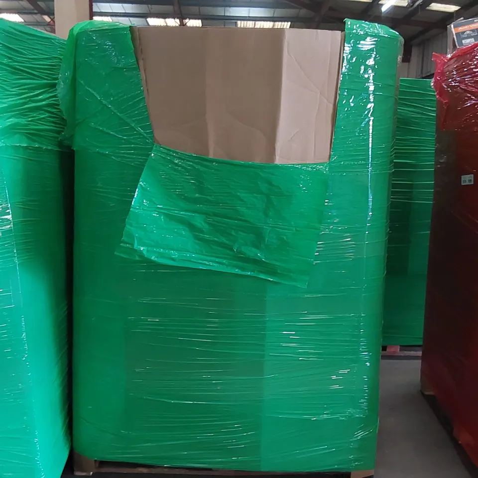 PALLET OF ASSORTED CONSUMER PRODUCTS TO INCLUDE: TURNTABLE HI-FI SYSTEM WITH SPEAKERS, CANON WIRELESS PRINTER, ROLLING STOOL, LAPTOP TRAY, GAMING MOUSE MATS ECT