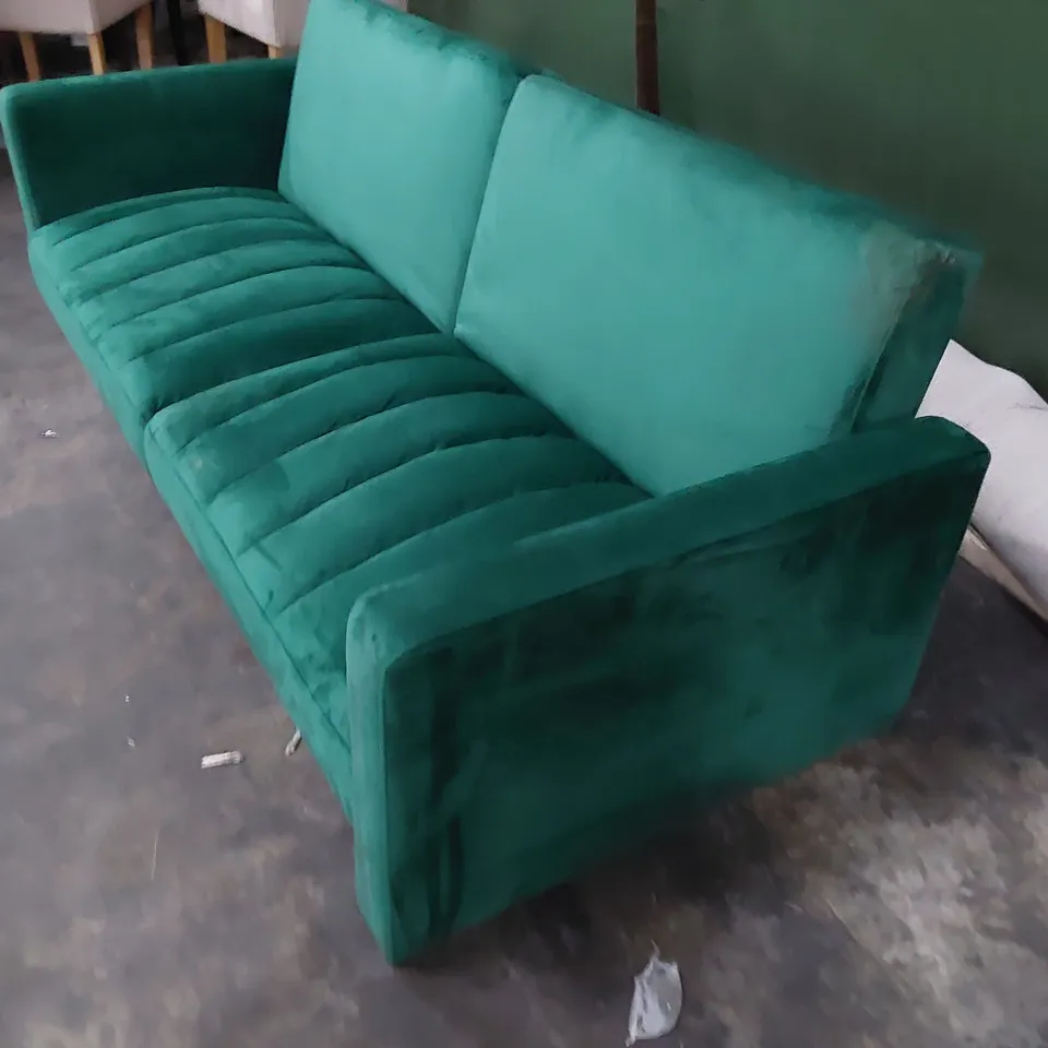 DESIGNER CLIK CLAC SOFA BED GREEN PLUSH FABRIC 