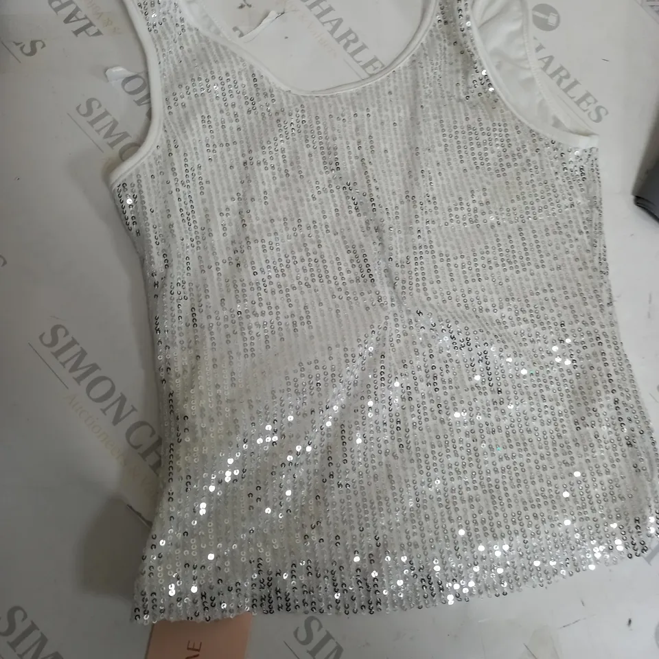 SHEINBAE WHITE SEQUIN TOP 