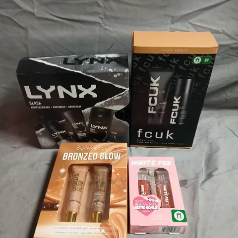 APPROXIMATELY 10 ASSORTED BEAUTY GIFT SETS TO INCLUDE FCUK, LYNX, WHITE FOX ETC 