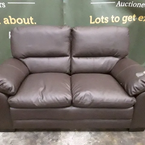 QUALITY DESIGNER ROBIDOUX 2 SEATER LOVESEAT - BROWN LEATHER