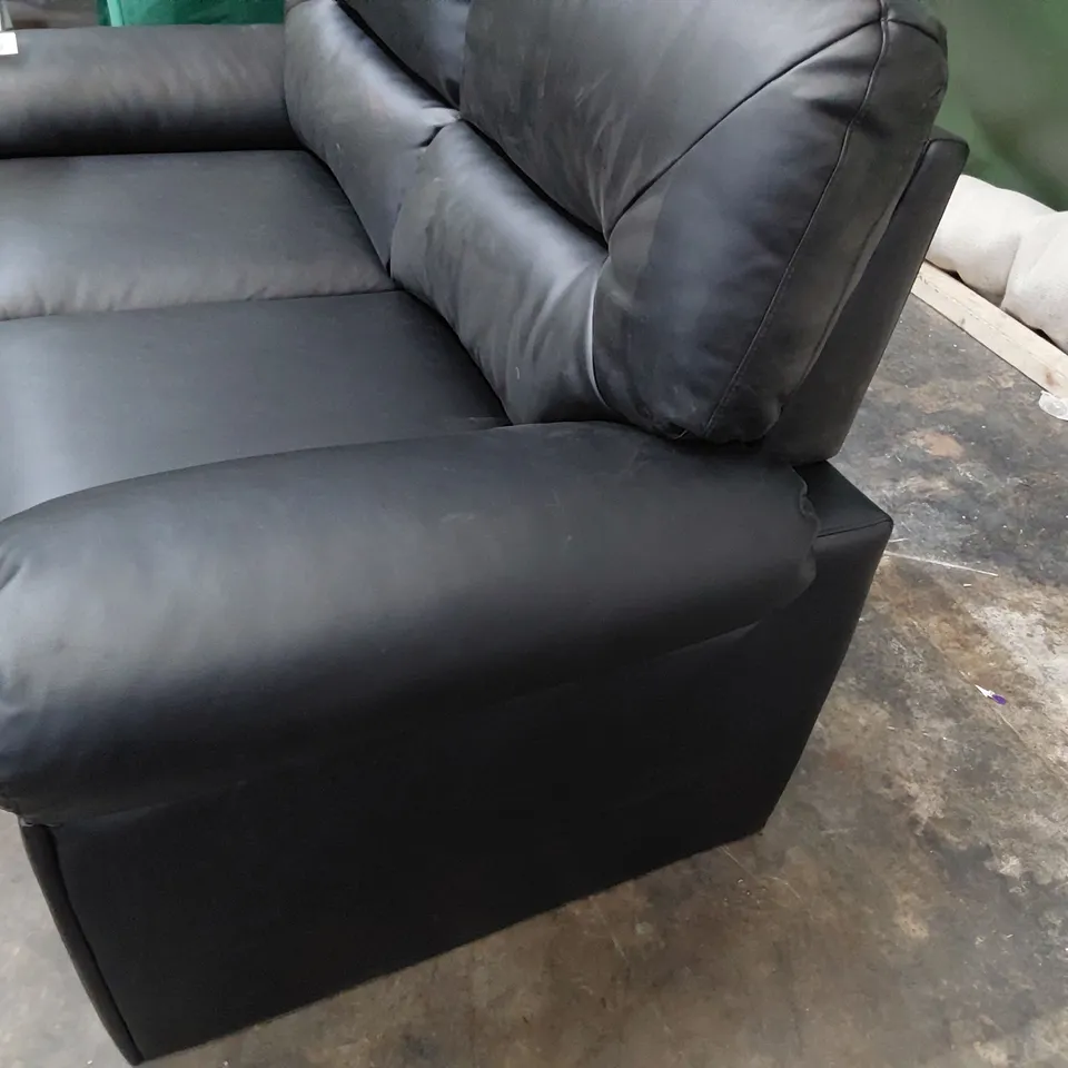 DESIGNER TWO SEATER SOFA BLACK LEATHER 