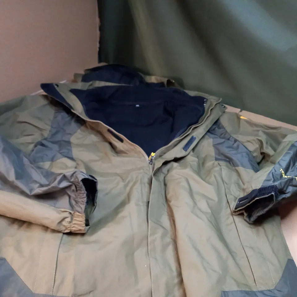 DESIGNER KHAKI FLEECED LINED OUTDOOR JACKET - 5XL