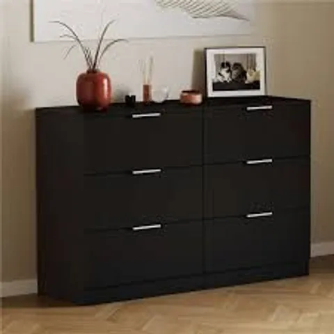 BOXED VIDA LASSIC TREGA 6 DRAWER CHEST - BLACK (2 BOXES)