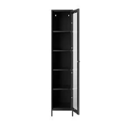 BOXED LPD FRANK TALL CABINET BLACK STEEL WITH GLASS PANELS INDUSTRIAL DESIGN (1 BOX)