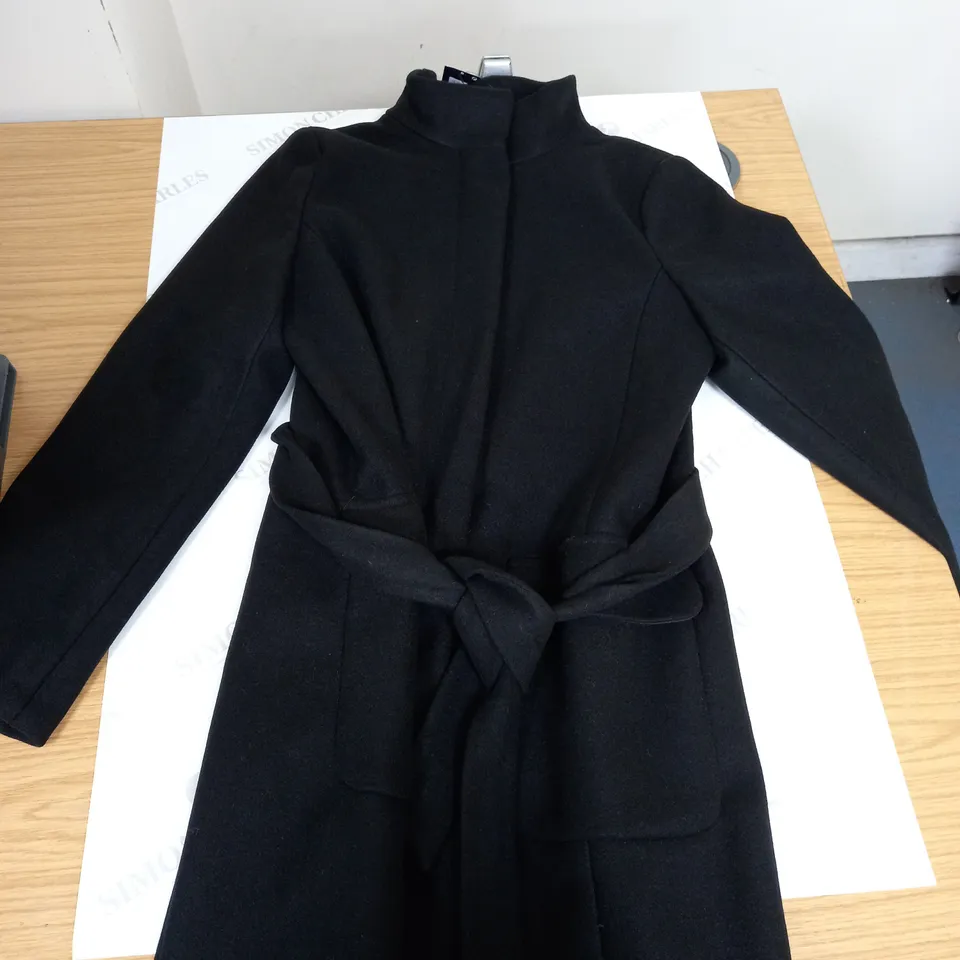 M&S TALL BLACK OVERCOAT - UK 12 