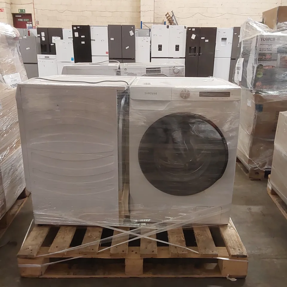 HOOVER H-DRY 500 NDEH9A2TCE FREESTANDING HEAT PUMP TUMBLE DRYER AND SAMSUNG SERIES 5+ WW90T534DAWS1 WASHING MACHINE - UNPROCESSED RAW RETURNS