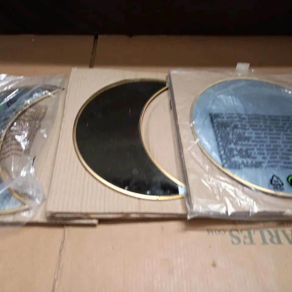 SUN & MOON GOLD TRIM WALL MIRRORS