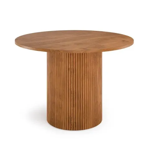 BOXED AMARI ROUND DINING TABLE - DARK STAINED OAK (2 BOXES)