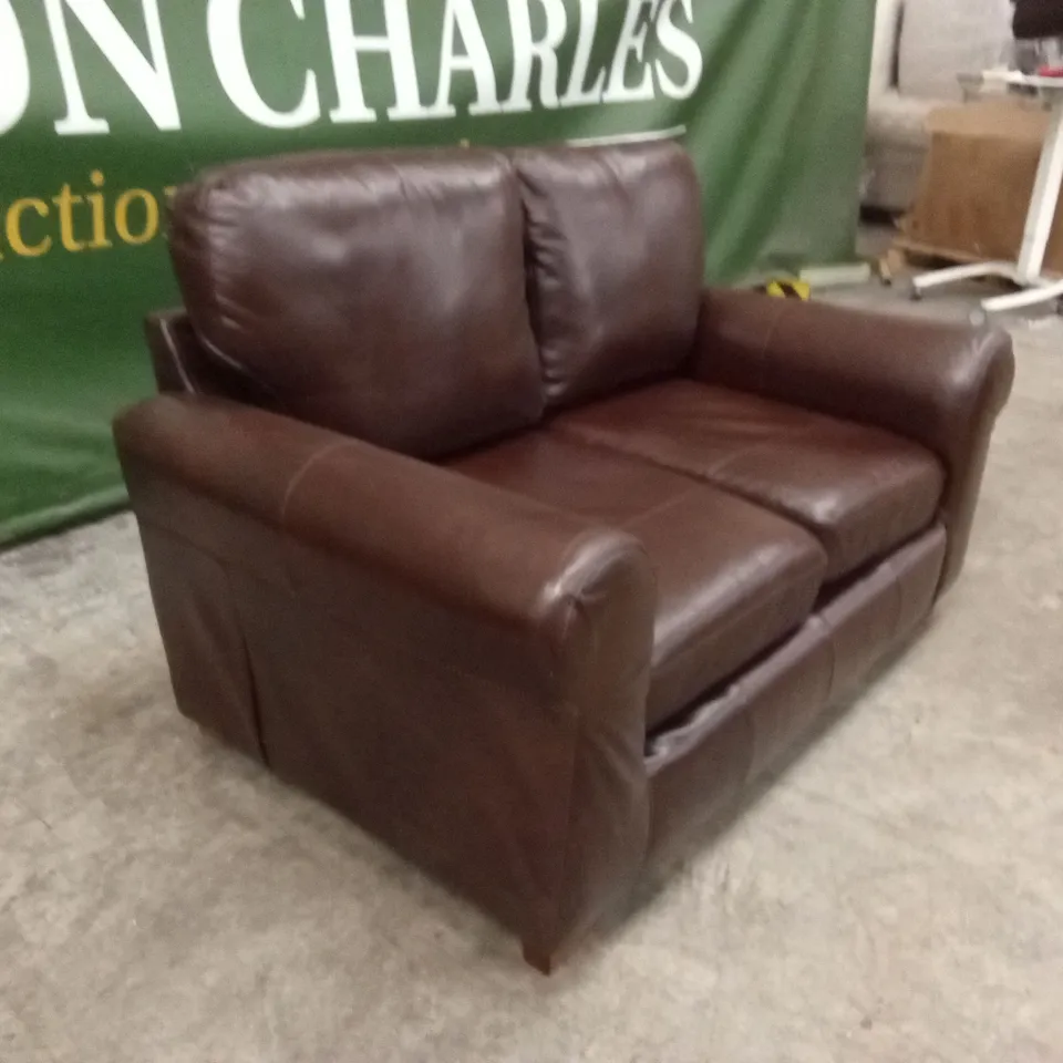 BAILEY 2 SEATER LEATHER SOFA - CHOCOLATE RRP £749