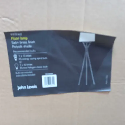 JOHN LEWIS WILFRED FLOOR LAMP - SATIN BRASS FINISH, POLYSILK SHADE