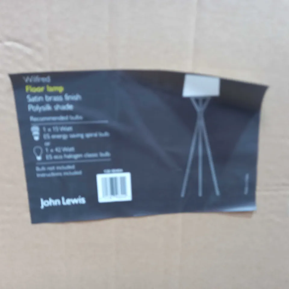 JOHN LEWIS WILFRED FLOOR LAMP - SATIN BRASS FINISH, POLYSILK SHADE