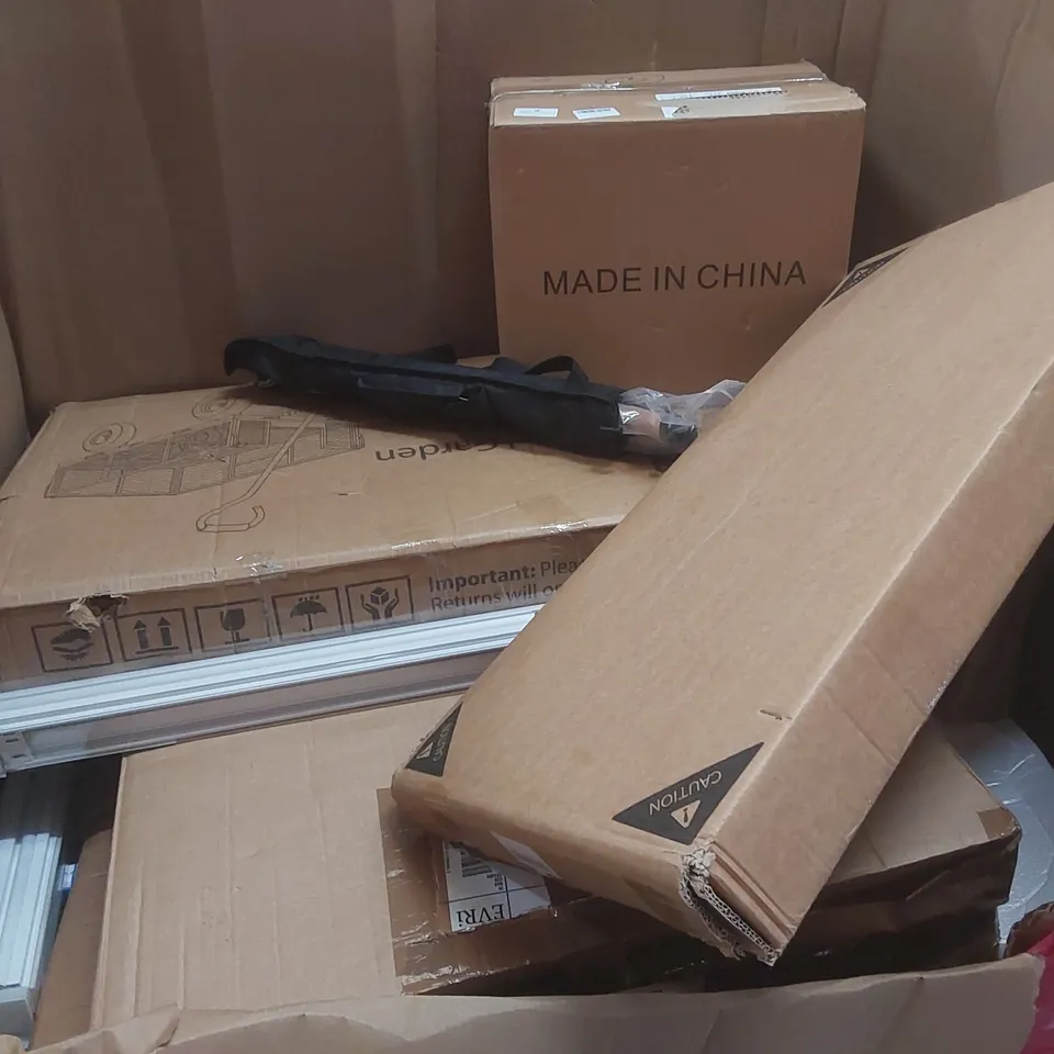 PALLET OF ASSORTED ITEMS INCLUDING: OFFICE CHAIRS, BLINDS, BABY WALKER, MATTRESS/TOPPER (UNSPECIFIED) CART ECT