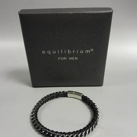 EQUILIBRIUM MENS LEATHER CHAIN BRACELET