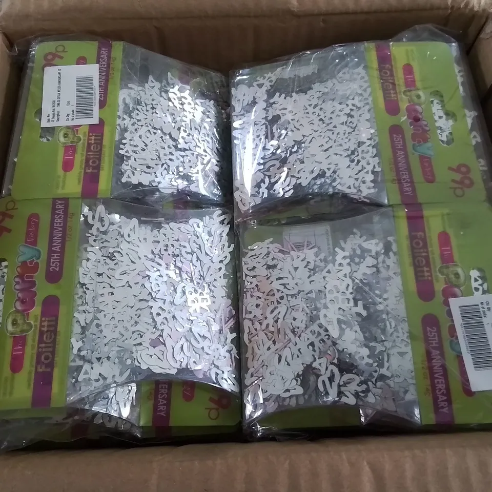 LOT OF 2 BOXES OF BRAND NEW 25TH SILVER WEDDING ANNIVERSARY CONFETTI - 144 PIECES PER BOX / TOTAL 288