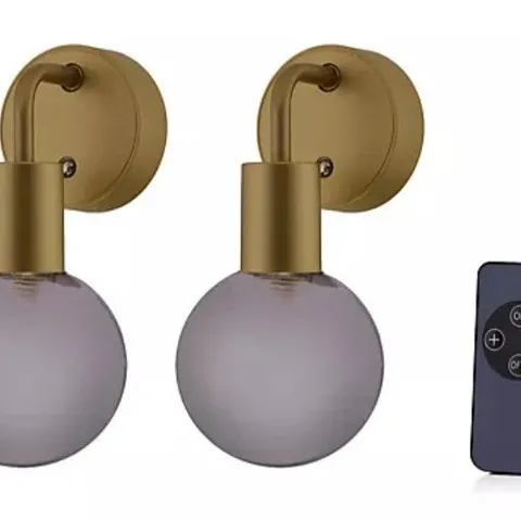 SET OF 2 RECHARGEABLE GLASS WALL LIGHTS 