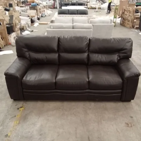 DESIGNER 3 SEATER CHOCOLATE FAUX LEATHER SOFA