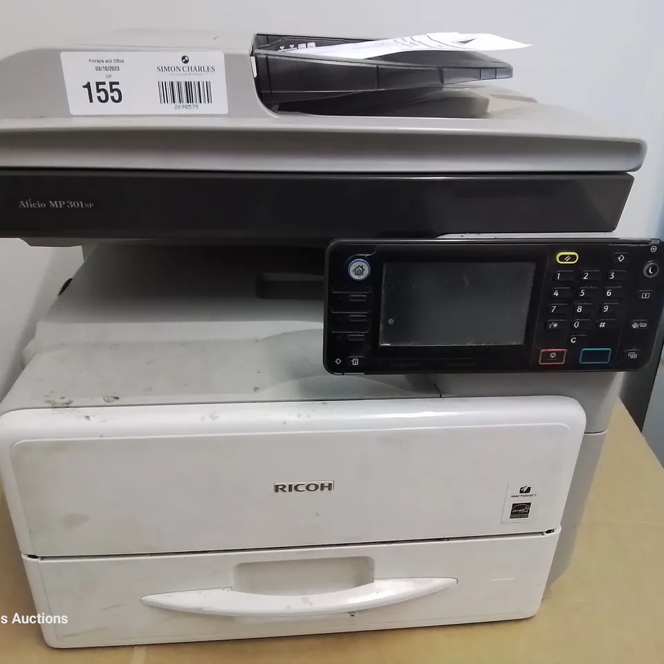 RICOH AFICIO MP 301 SPF FAST MONO MULTI FUNCTION FAX/SCAN/ PRINT 30ppm