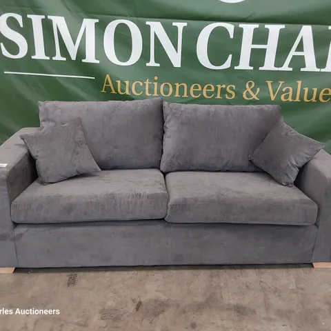 DESIGNER THREE SEATER SOFA GREY FABRIC