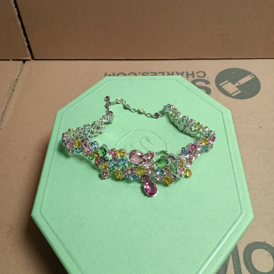 SWAROVSKI MULTICOLOURED CRYSTAL CHOKER NECKLACE – COSTUME JEWELLERY