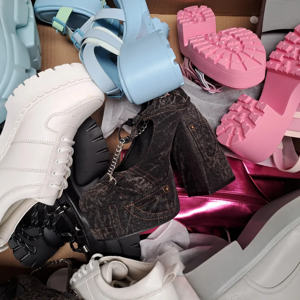 BOX OF APPROXIMATELY 10 PAIRS OF KOI SHOES AND FOOTWEAR ITEMS IN VARIOUS STYLES AND SIZES