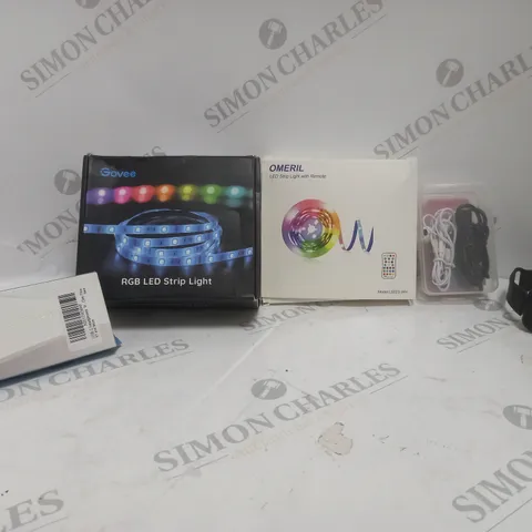 BOX OF APPROX 15 ASSORTED ITEMS TO INCLUDE - GOVEE LED STRIP LIGHT - WIRED EARPHONES - EARPHONES WITH USB-C CONNECTOR ECT