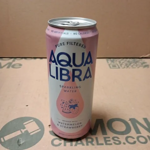 APPROXIMATELY 24 CANS OF AQUA LIBRA SPARKLING WATER WATERMELON & STRAWBERRY 330ML PER CAN
