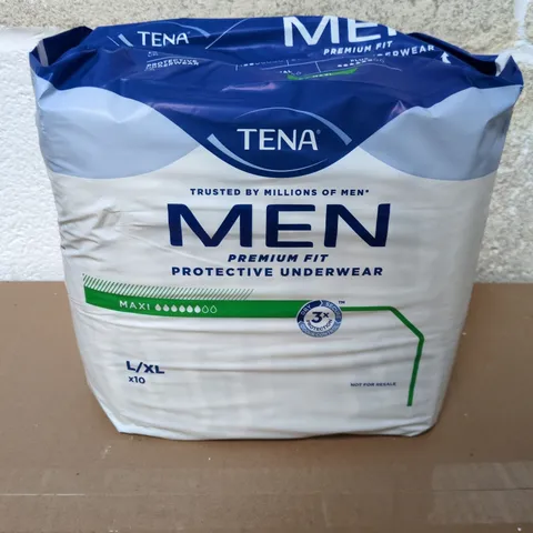 BOX OF 4 PACKS OF TENA MEN PREMIUM FIT PROTECTIVE UNDERWEAR L/XL 10 PER PACK