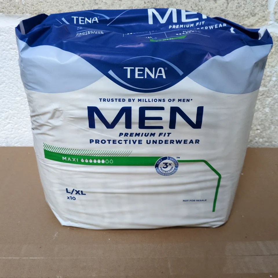 BOX OF 4 PACKS OF TENA MEN PREMIUM FIT PROTECTIVE UNDERWEAR L/XL 10 PER PACK