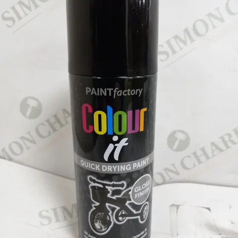 BOX OF 12 PAINT FACTORY COLOUR IT JET BLACK SPRAY PAINT